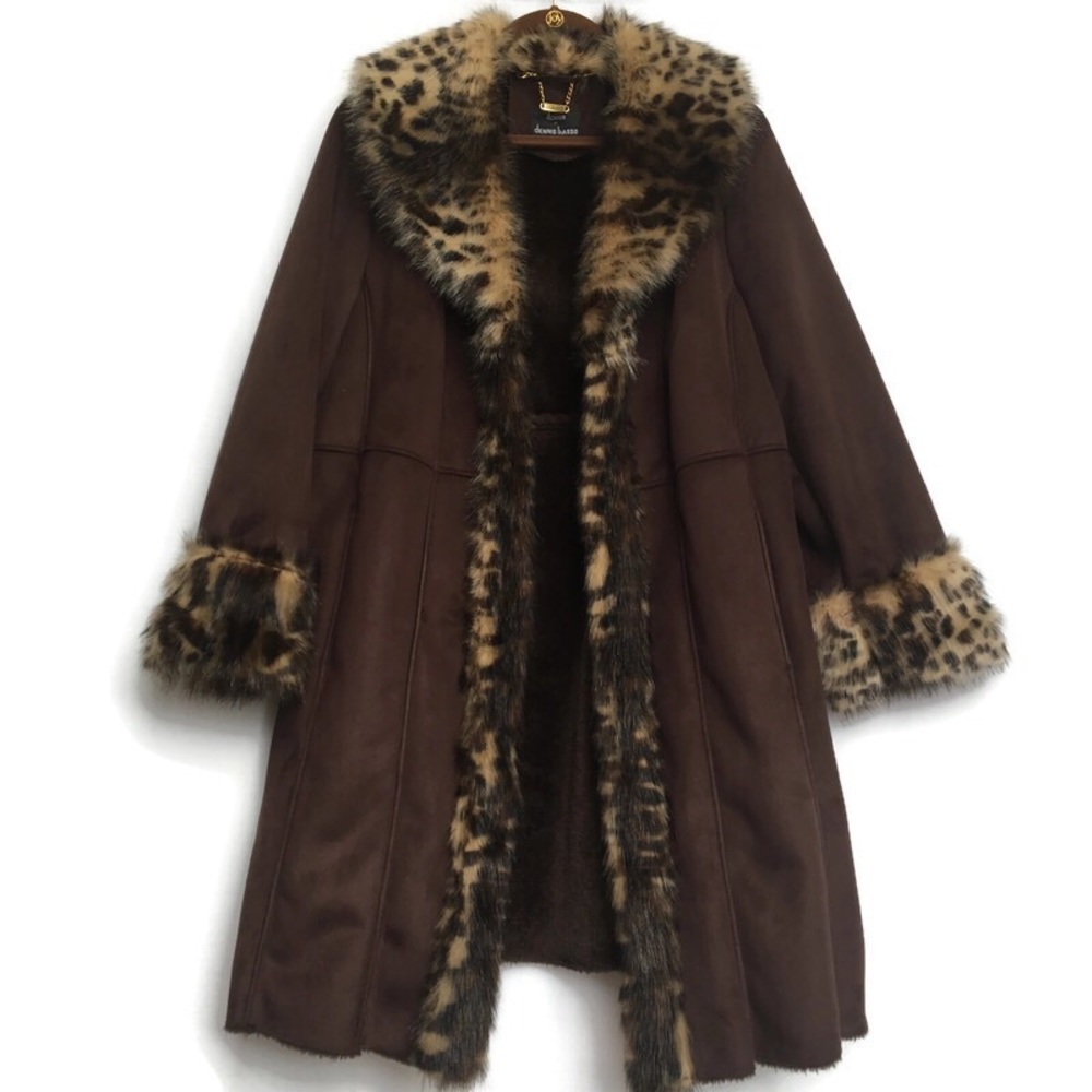 🔥 Dennis Basso Coat Animal Print Collar
